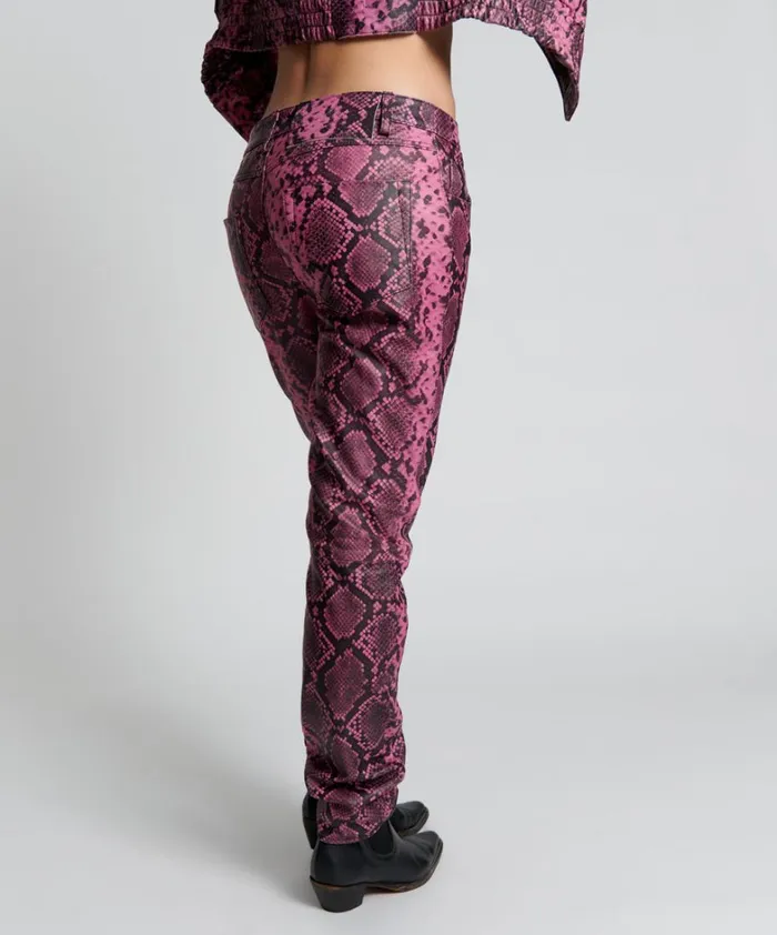 One Teaspoon Bottoms PINK PYTHON LEATHER PANTS 8211 Women