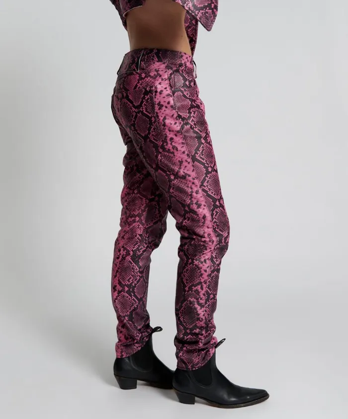 One Teaspoon Bottoms PINK PYTHON LEATHER PANTS 8211 Women