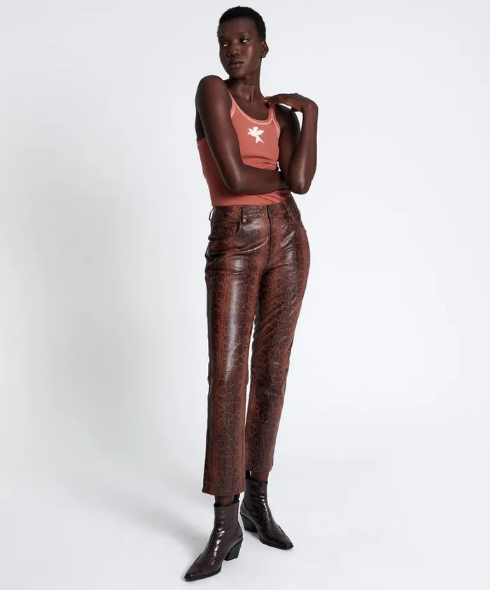 One Teaspoon Bottoms PYTHON LEATHER TRUCKER PANTS 8211 Women