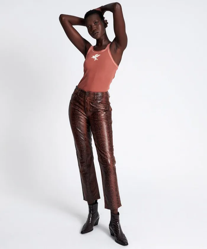 One Teaspoon Bottoms PYTHON LEATHER TRUCKER PANTS 8211 Women One Teaspoon Bottoms PYTHON LEATHER TRUCKER PANTS 8211 Women