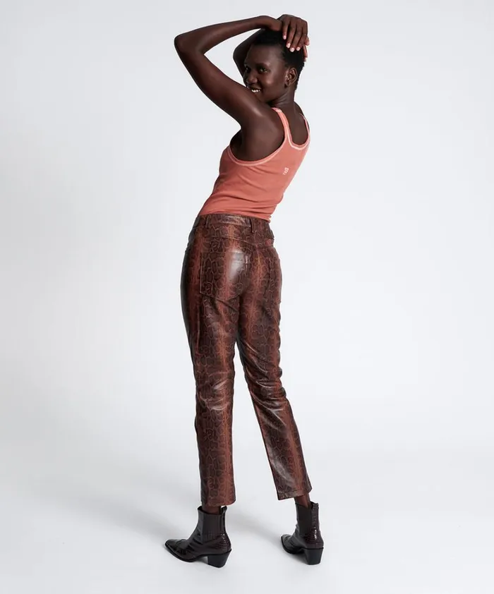 One Teaspoon Bottoms PYTHON LEATHER TRUCKER PANTS 8211 Women One Teaspoon Bottoms PYTHON LEATHER TRUCKER PANTS 8211 Women