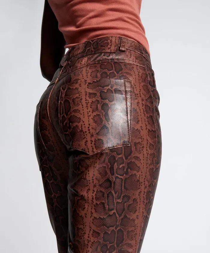 One Teaspoon Bottoms PYTHON LEATHER TRUCKER PANTS 8211 Women One Teaspoon Bottoms PYTHON LEATHER TRUCKER PANTS 8211 Women