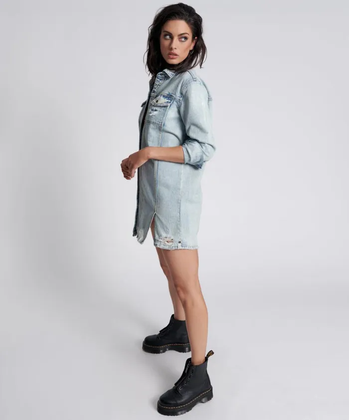 One Teaspoon Denim Dresses KANSAS BLUE TRUCKER SHIRT DRESS 8211 Women One Teaspoon Denim Dresses KANSAS BLUE TRUCKER SHIRT DRESS 8211 Women