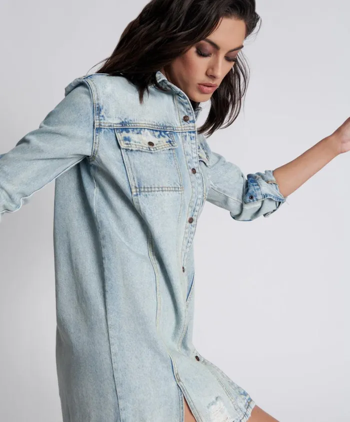 One Teaspoon Denim Dresses KANSAS BLUE TRUCKER SHIRT DRESS 8211 Women One Teaspoon Denim Dresses KANSAS BLUE TRUCKER SHIRT DRESS 8211 Women