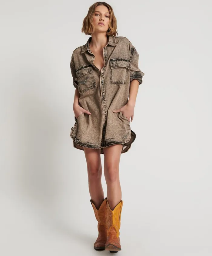 One Teaspoon Denim Dresses RUST DENIM SHIRT DRESS 8211 Women