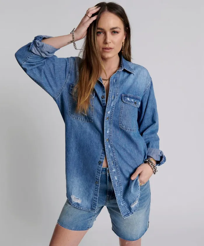 One Teaspoon Denim Shirts PACIFICA EVERYDAY DENIM SHIRT 8211 Women