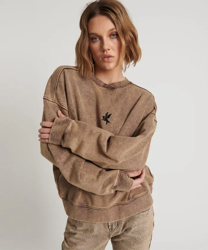 One Teaspoon Hoodies And Sweats RUST BOWER BIRD RETRO SWEATER 8211 Women