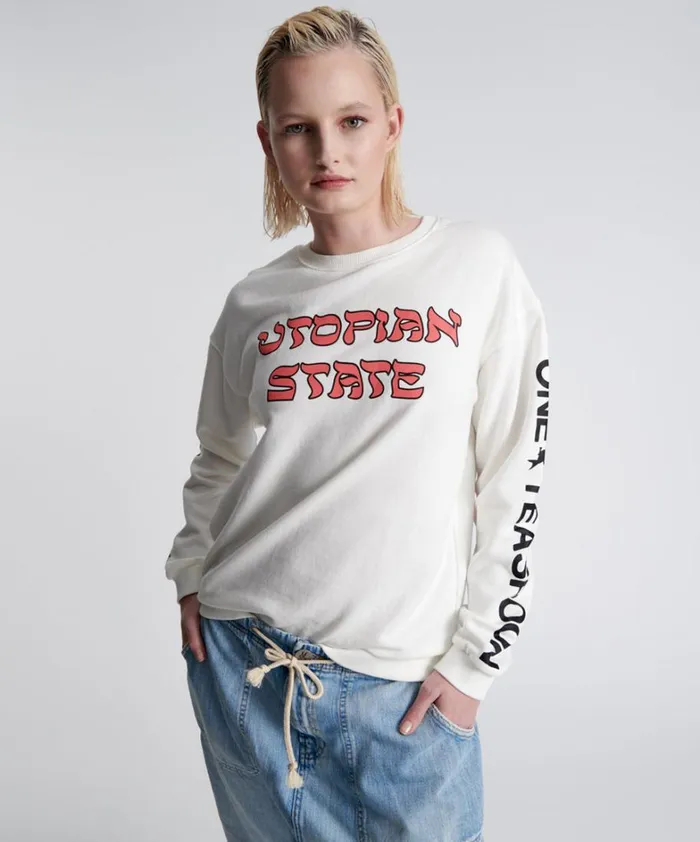 One Teaspoon Hoodies And Sweats UTOPIAN STATE LOGO SWEATER 8211 Women One Teaspoon Hoodies And Sweats UTOPIAN STATE LOGO SWEATER 8211 Women