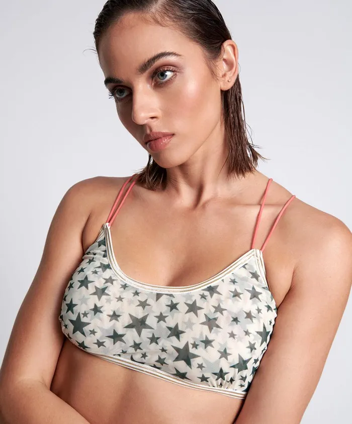 One Teaspoon Intimates MESH LOLA BRALETTE KHAKI 8211 Women