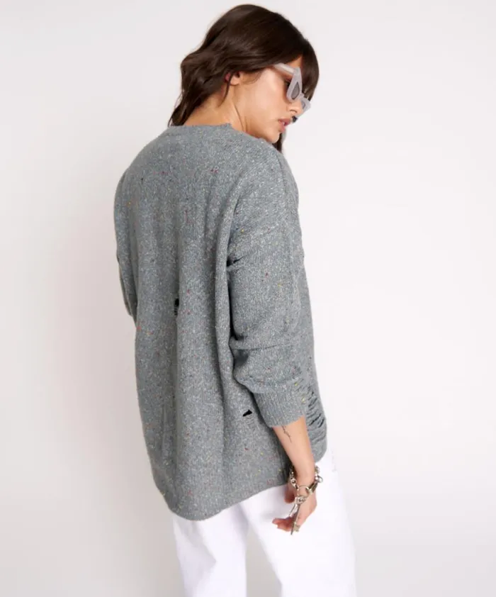 One Teaspoon Knitwear DISTRESSED FISHERMAN KNIT SWEATER GREY 8211 Women One Teaspoon Knitwear DISTRESSED FISHERMAN KNIT SWEATER GREY 8211 Women