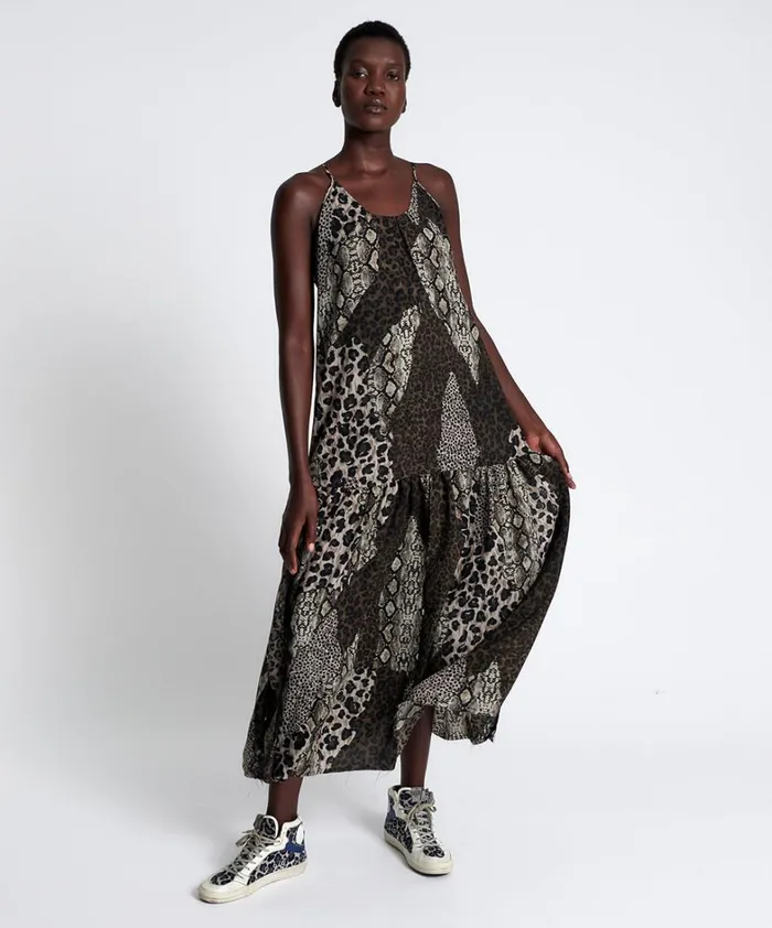 One Teaspoon Midi and Maxi Dresses NIGHT ANIMALS LONG SPLIT DRESS 8211 Women One Teaspoon Midi and Maxi Dresses NIGHT ANIMALS LONG SPLIT DRESS 8211 Women
