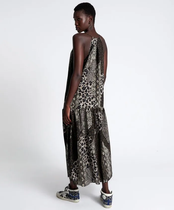 One Teaspoon Midi and Maxi Dresses NIGHT ANIMALS LONG SPLIT DRESS 8211 Women One Teaspoon Midi and Maxi Dresses NIGHT ANIMALS LONG SPLIT DRESS 8211 Women