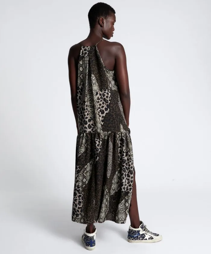 One Teaspoon Midi and Maxi Dresses NIGHT ANIMALS LONG SPLIT DRESS 8211 Women One Teaspoon Midi and Maxi Dresses NIGHT ANIMALS LONG SPLIT DRESS 8211 Women
