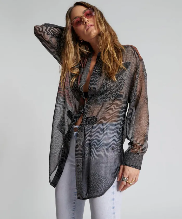 One Teaspoon Shirts DILEMA SHEER UTILITY SHIRT 8211 Women