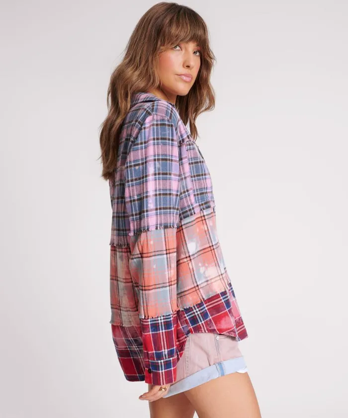One Teaspoon Shirts DISTRESSED MIXED FLANNEL SHIRT 8211 Women One Teaspoon Shirts DISTRESSED MIXED FLANNEL SHIRT 8211 Women