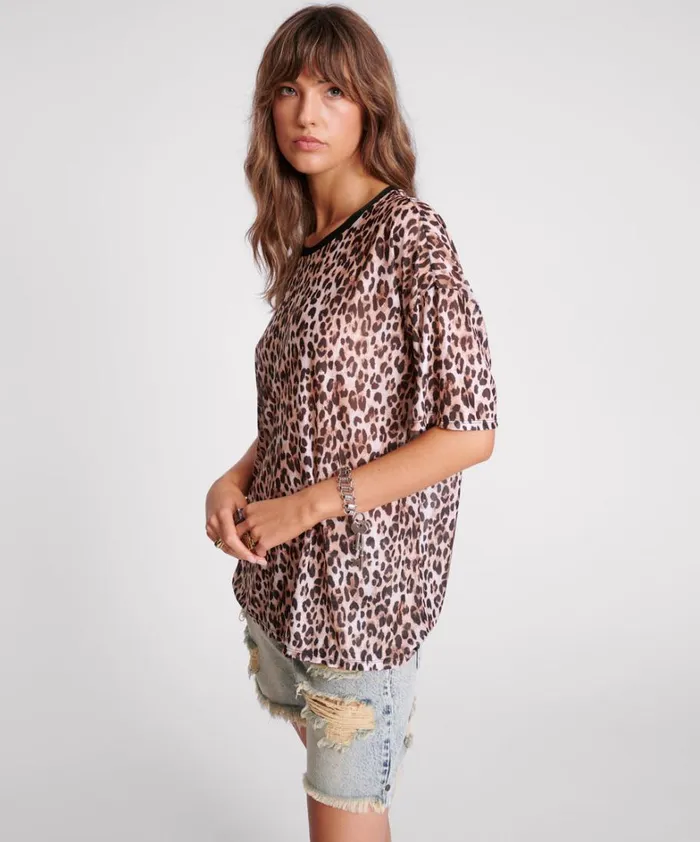 One Teaspoon Tees and Tanks ANIMAL MESH TEE 8211 Women One Teaspoon Tees and Tanks ANIMAL MESH TEE 8211 Women