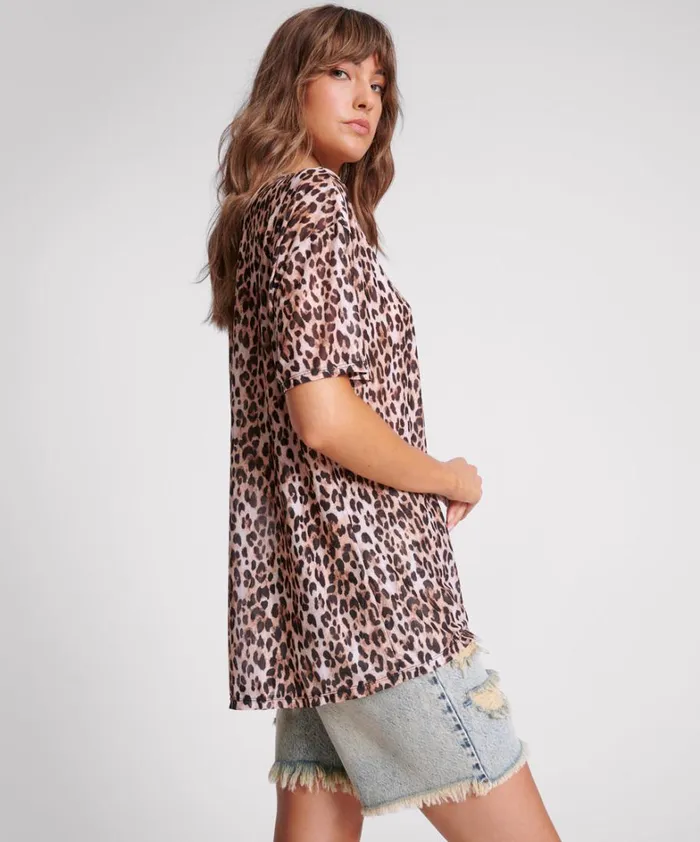One Teaspoon Tees and Tanks ANIMAL MESH TEE 8211 Women One Teaspoon Tees and Tanks ANIMAL MESH TEE 8211 Women