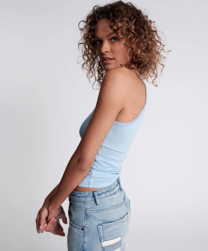 One Teaspoon Tees and Tanks CRYSTAL BLUE BOWER BIRD SINGLET 8211 Women One Teaspoon Tees and Tanks CRYSTAL BLUE BOWER BIRD SINGLET 8211 Women