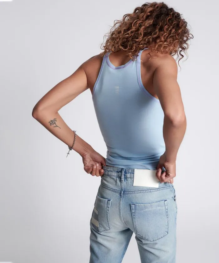 One Teaspoon Tees and Tanks CRYSTAL BLUE BOWER BIRD SINGLET 8211 Women One Teaspoon Tees and Tanks CRYSTAL BLUE BOWER BIRD SINGLET 8211 Women