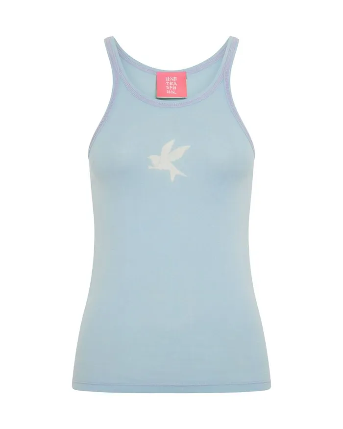 One Teaspoon Tees and Tanks CRYSTAL BLUE BOWER BIRD SINGLET 8211 Women One Teaspoon Tees and Tanks CRYSTAL BLUE BOWER BIRD SINGLET 8211 Women