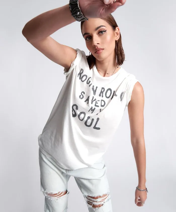 One Teaspoon Tees and Tanks ORGANIC ROCK N ROLL SAVED MY SOUL UNISEX TEE 8211 Women