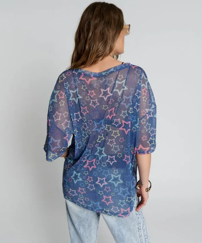 One Teaspoon Tees and Tanks SENSORY STAR OVERSIZED MESH TEE 8211 Women One Teaspoon Tees and Tanks SENSORY STAR OVERSIZED MESH TEE 8211 Women