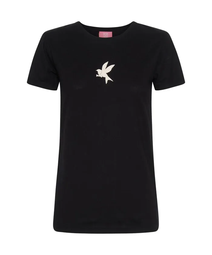 One Teaspoon Tops BLACK BOWER BIRD ORGANIC FITTED TEE 8211 Women One Teaspoon Tops BLACK BOWER BIRD ORGANIC FITTED TEE 8211 Women