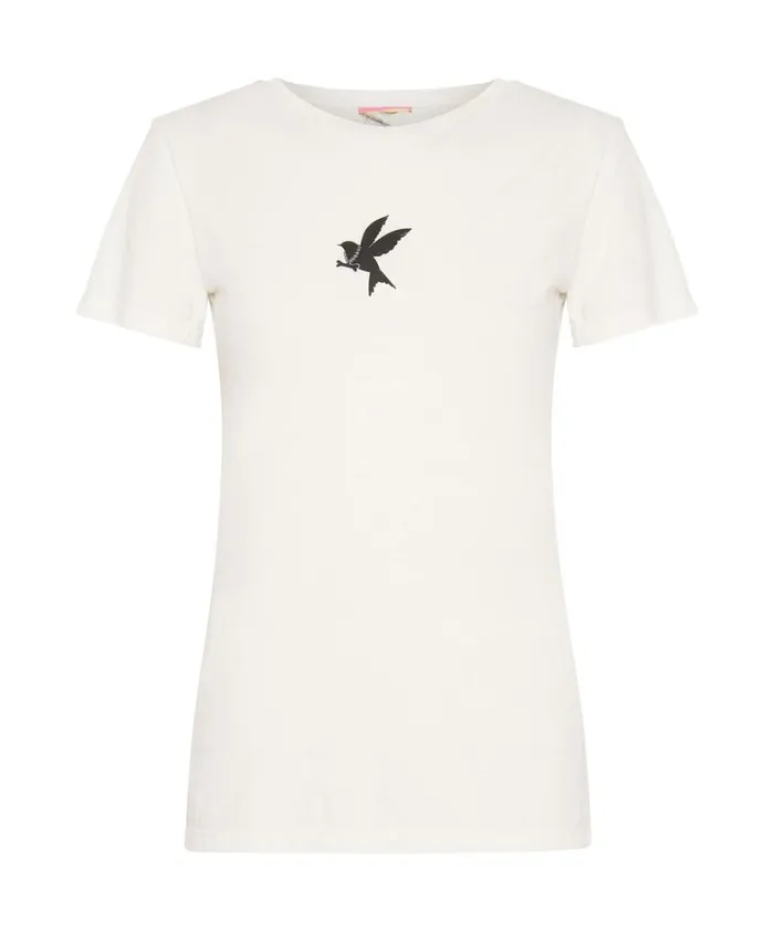One Teaspoon Tops NATURAL WHITE BOWER BIRD ORGANIC FITTED TEE 8211 Women One Teaspoon Tops NATURAL WHITE BOWER BIRD ORGANIC FITTED TEE 8211 Women