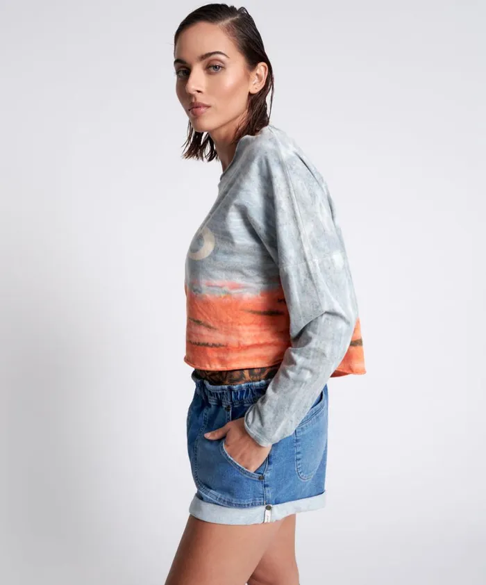 One Teaspoon Tops OTS ORGANIC RUMBLE CROPPED LONGSLEEVE TEE 8211 Women One Teaspoon Tops OTS ORGANIC RUMBLE CROPPED LONGSLEEVE TEE 8211 Women