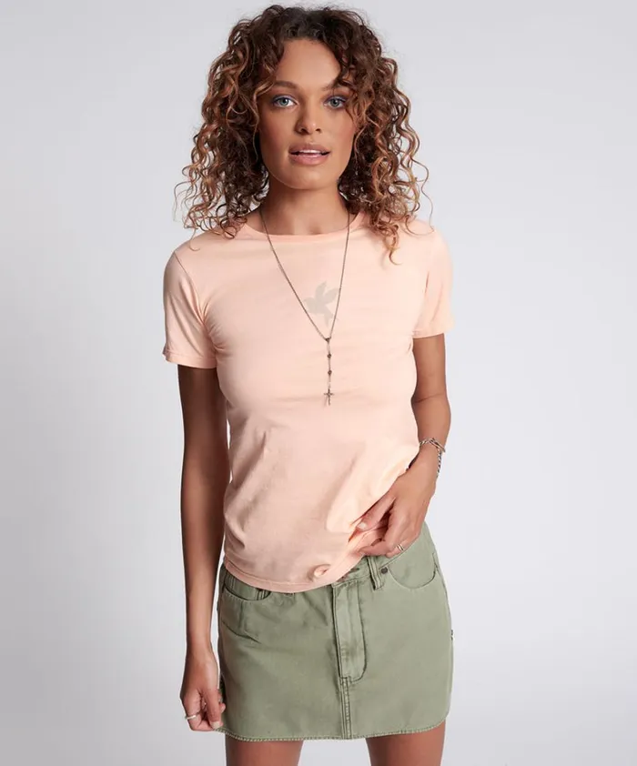One Teaspoon Tops SHERBET BOWER BIRD ORGANIC FITTED TEE 8211 Women