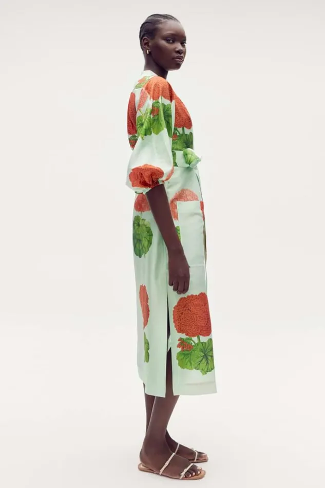 Oroton Dresses Women Posie Garden Column Dress Sea Spray