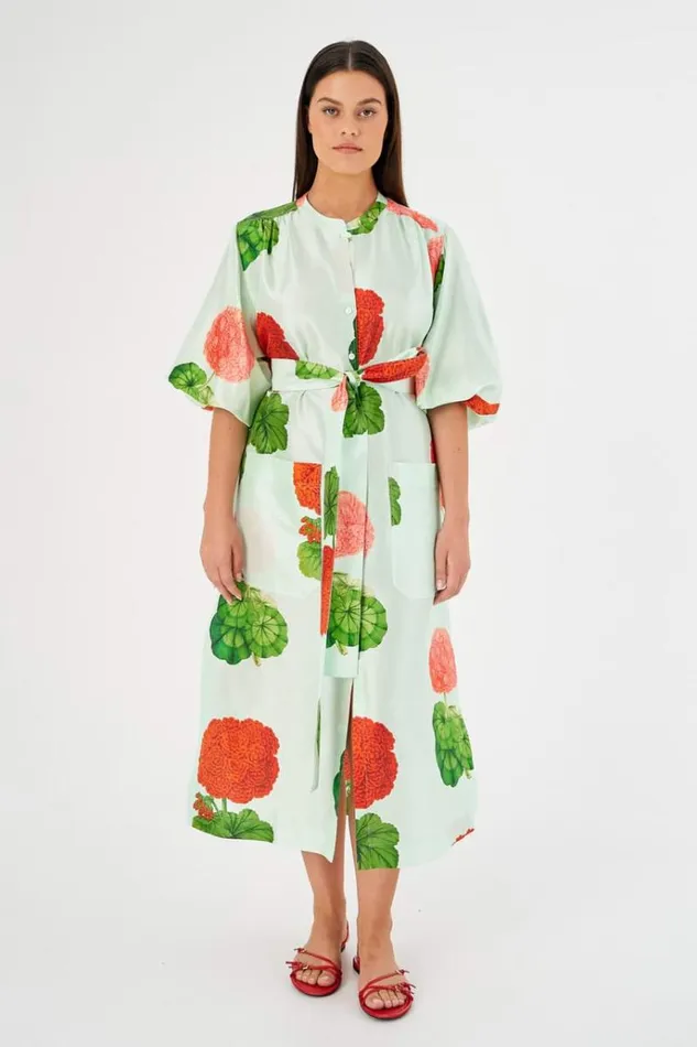 Oroton Dresses Women Posie Garden Column Dress Sea Spray
