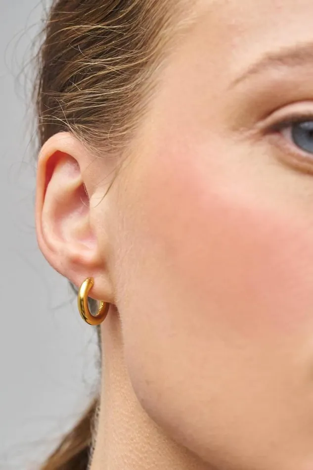 Oroton Earrings Jewellery Bonnie Bead Charm Hoops Gold