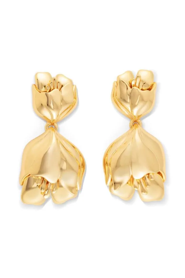 Oroton Earrings Jewellery Tulip Drop Earrings Gold