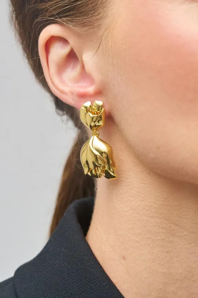 Oroton Earrings Jewellery Tulip Drop Earrings Gold