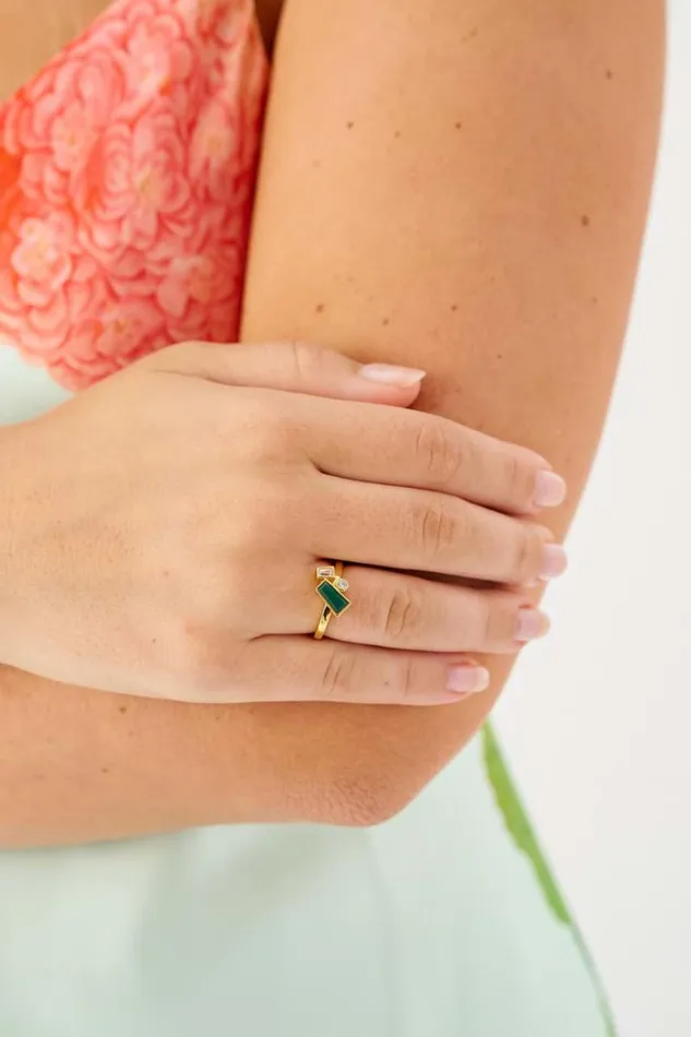 Oroton Rings Jewellery Calypso Onyx Ring 18k Gold