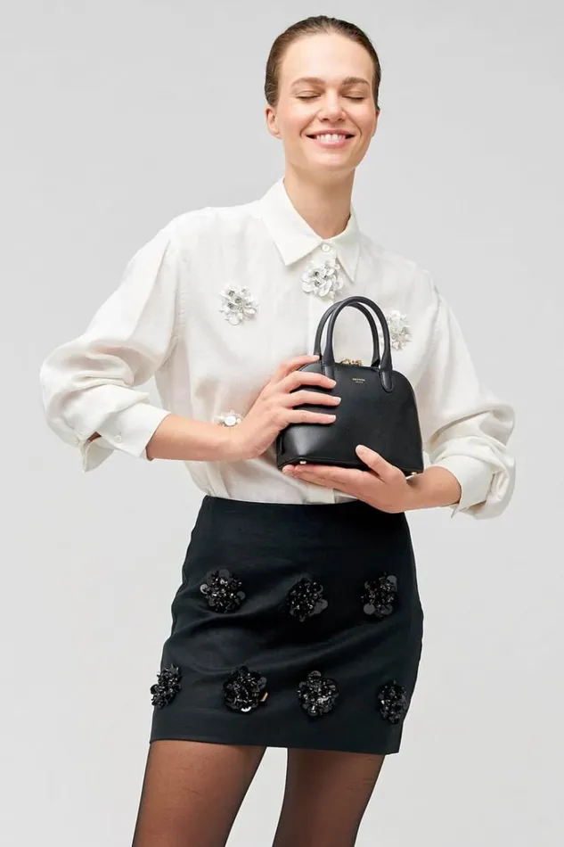 Oroton Skirts Women Flower Sequin Mini Skirt Black
