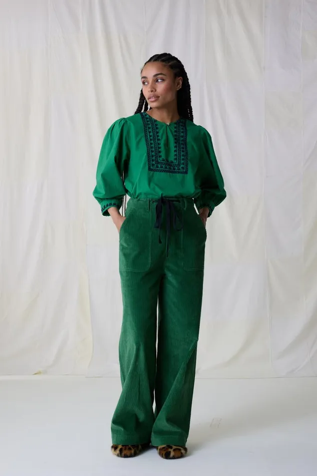 Pants and Jeans Women Leon and Harper Philou Plain Trousers Green