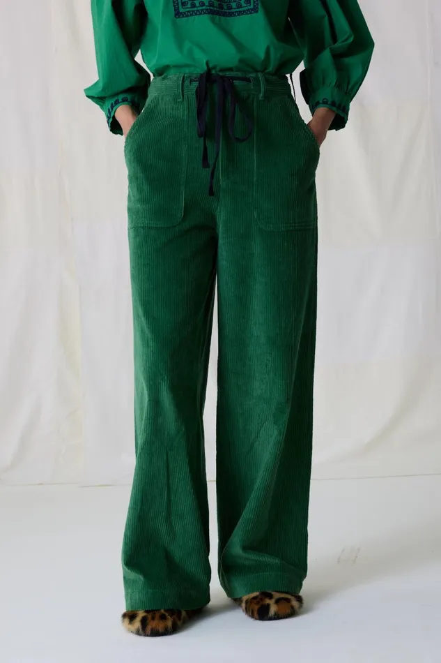 Pants and Jeans Women Leon and Harper Philou Plain Trousers Green