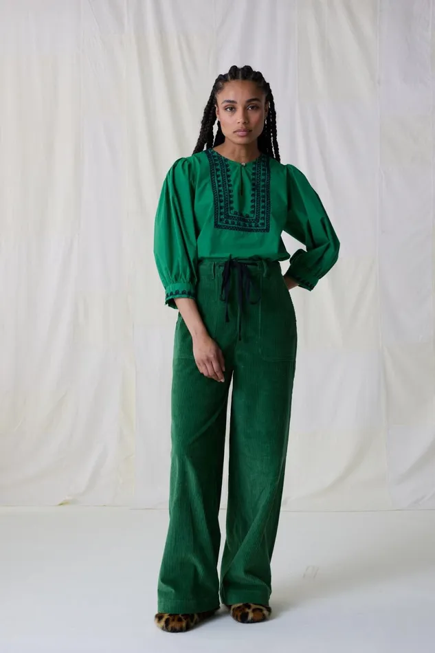 Pants and Jeans Women Leon and Harper Philou Plain Trousers Green