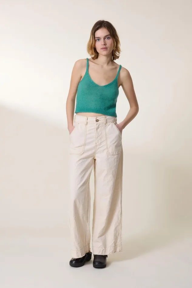 Pants and Jeans Women Leon and Harper Prag Plain Pants Ecru