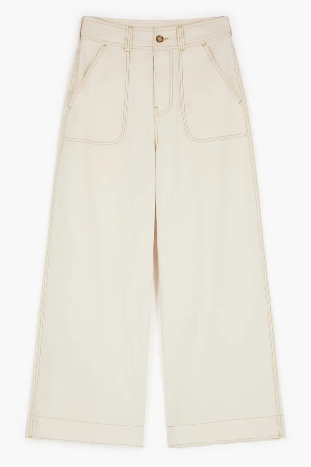 Pants and Jeans Women Leon and Harper Prag Plain Pants Ecru