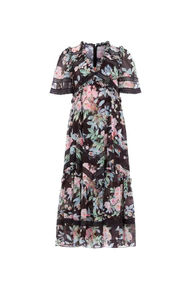 Paradise Garden Sonata Georgette Ballerina Dress Black Women Needle and Thread Dresses