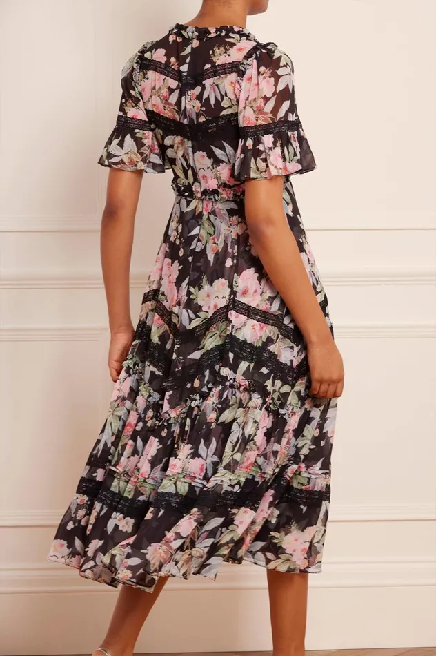Paradise Garden Sonata Georgette Ballerina Dress Black Women Needle and Thread Dresses