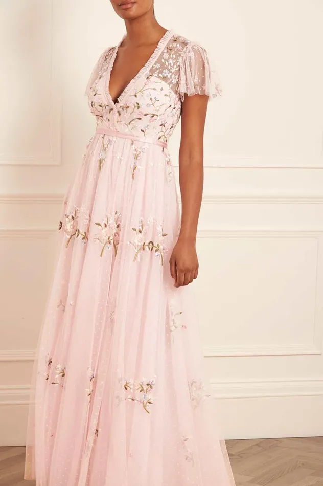 Petunia Cap Sleeve Gown Pink Women Needle and Thread Dresses