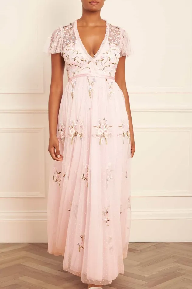 Petunia Cap Sleeve Gown Pink Women Needle and Thread Dresses