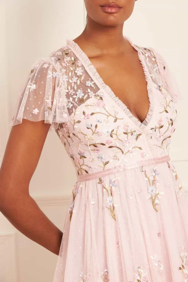 Petunia Cap Sleeve Gown Pink Women Needle and Thread Dresses
