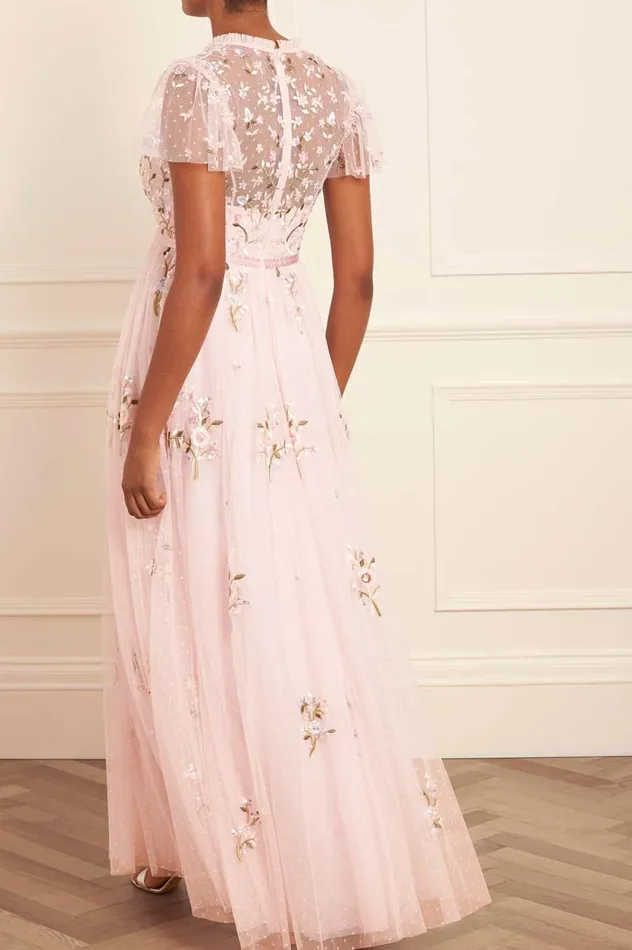 Petunia Cap Sleeve Gown Pink Women Needle and Thread Dresses