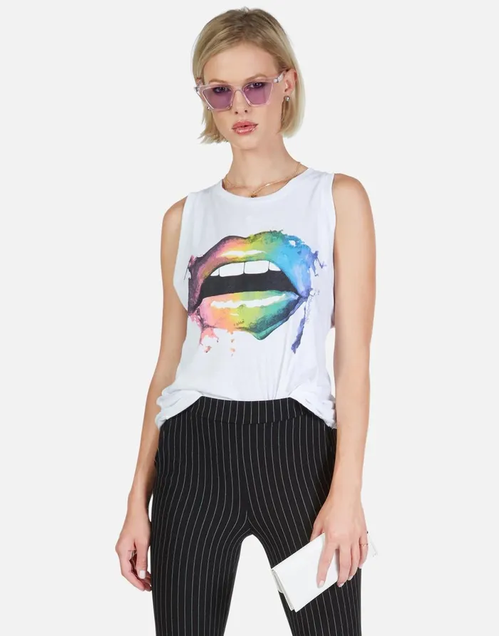 Peyton Rainbow Smudge Lip Black Women039s Lauren Moshi Tanks
