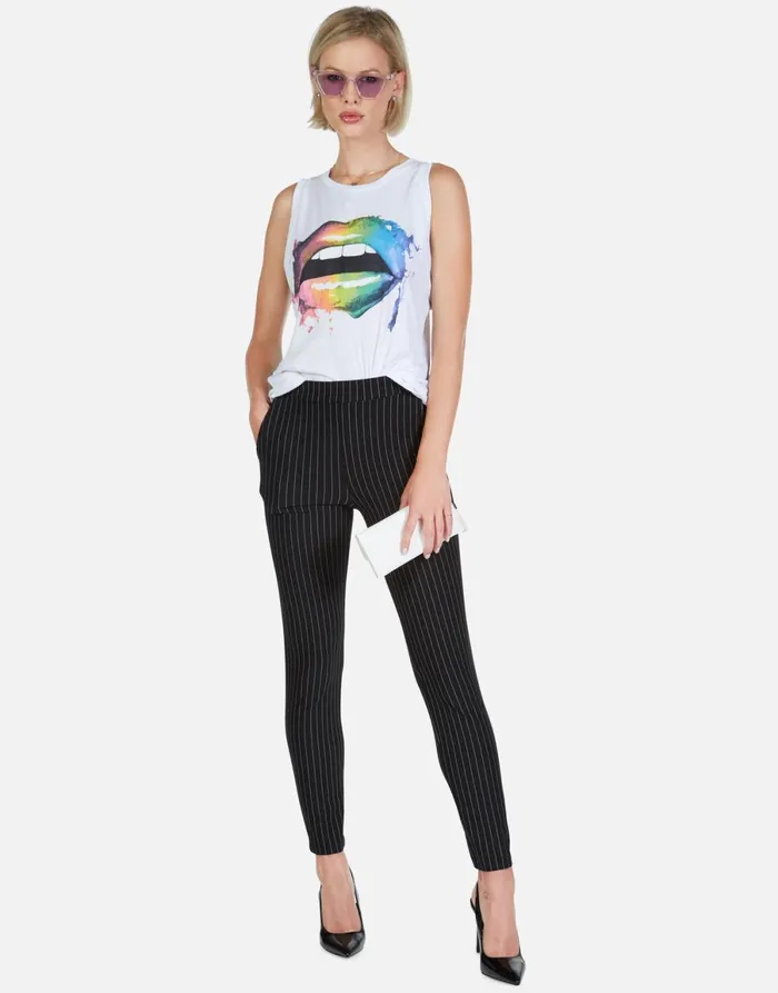 Peyton Rainbow Smudge Lip Black Women039s Lauren Moshi Tanks